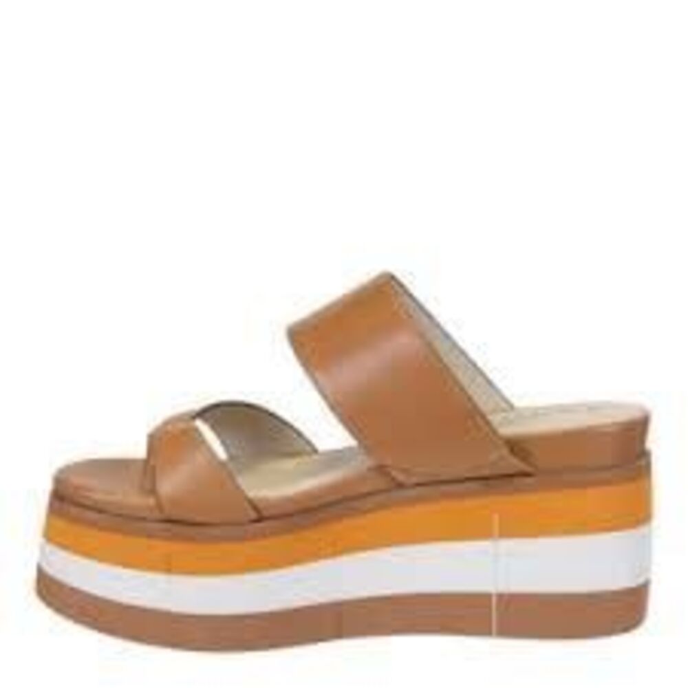 Naked Feet Flux Leather Platform Layered Wedge Sole Slip On Slide Sandals 7.5
